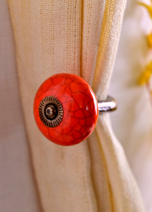 Curtain Tie Backs Hook Decorative Wall Hook- Red Cracked (Set of Two)