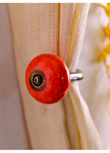 Curtain Tie Backs Hook Decorative Wall Hook- Red Cracked (Set of Two)