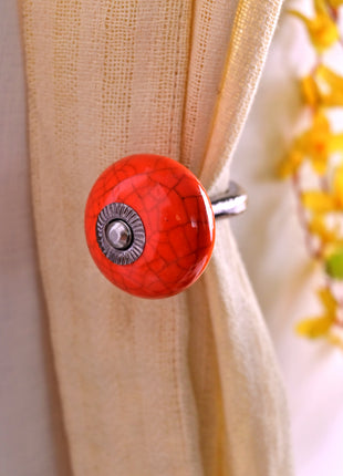 Curtain Tie Backs Hook Decorative Wall Hook- Red Cracked (Set of Two)