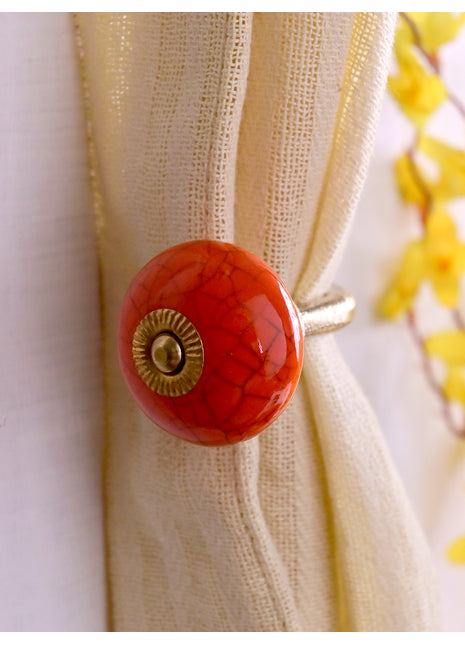 Curtain Tie Backs Hook Decorative Wall Hook- Red Cracked (Set of Two)