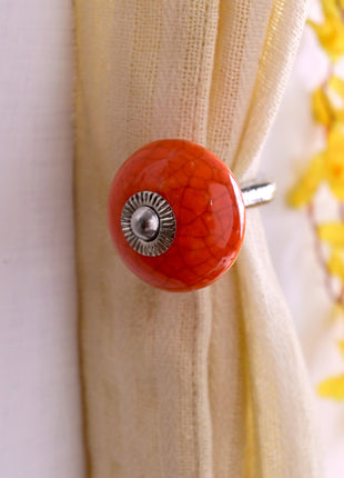 Curtain Tie Backs Hook Decorative Wall Hook- Red Cracked (Set of Two)