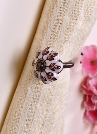 Curtain Tie Backs Hook Decorative Wall Hook- Brown Design (Set of Two)