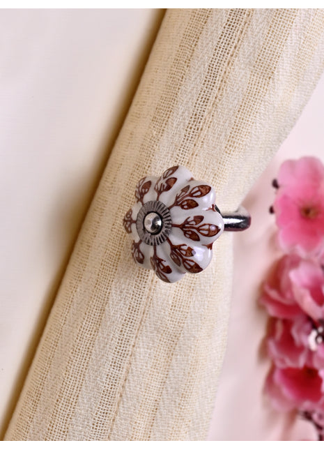 Curtain Tie Backs Hook Decorative Wall Hook- Brown Design (Set of Two)