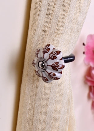 Curtain Tie Backs Hook Decorative Wall Hook- Brown Design (Set of Two)