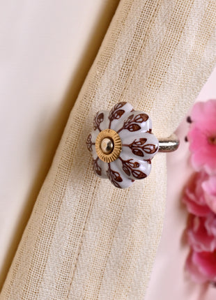 Curtain Tie Backs Hook Decorative Wall Hook- Brown Design (Set of Two)
