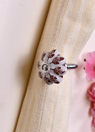 Curtain Tie Backs Hook Decorative Wall Hook- Brown Design (Set of Two)