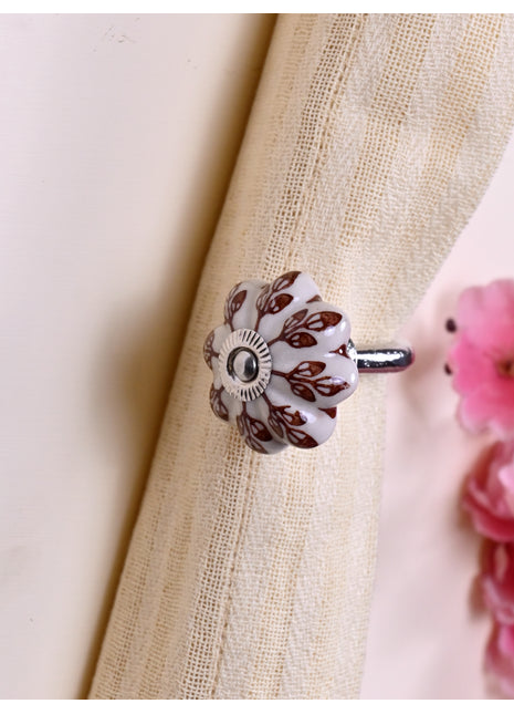 Curtain Tie Backs Hook Decorative Wall Hook- Brown Design (Set of Two)
