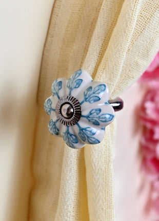 Curtain Tie Backs Hook Decorative Wall Hook- Turquoise Design (Set of Two)