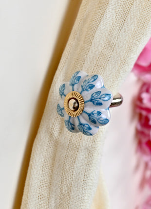 Curtain Tie Backs Hook Decorative Wall Hook- Turquoise Design (Set of Two)