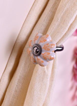 Curtain Tie Backs Hook Decorative Wall Hook- Yellow Design (Set of Two)