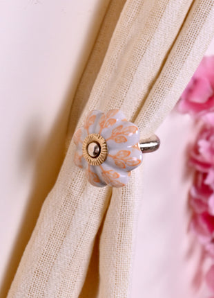 Curtain Tie Backs Hook Decorative Wall Hook- Yellow Design (Set of Two)