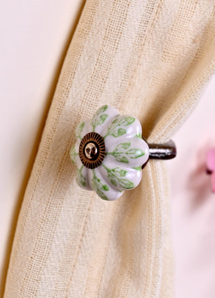 Curtain Tie Backs Hook Decorative Wall Hook- Green Design (Set of Two)