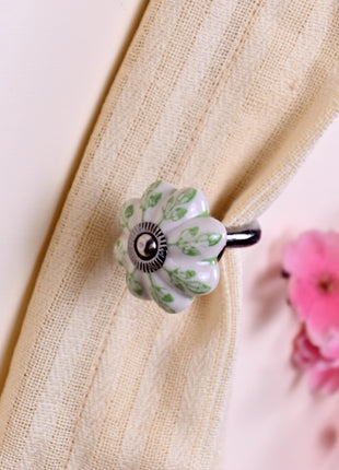 Curtain Tie Backs Hook Decorative Wall Hook- Green Design (Set of Two)