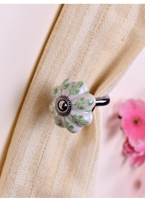 Curtain Tie Backs Hook Decorative Wall Hook- Green Design (Set of Two)