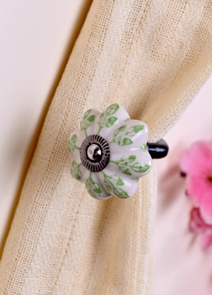 Curtain Tie Backs Hook Decorative Wall Hook- Green Design (Set of Two)