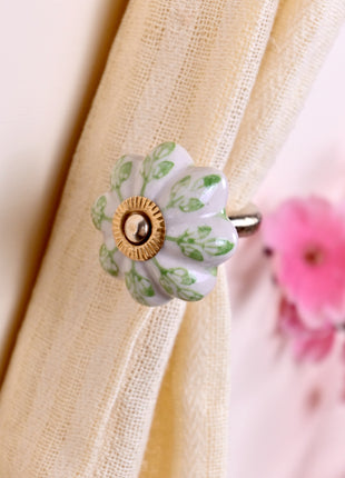 Curtain Tie Backs Hook Decorative Wall Hook- Green Design (Set of Two)