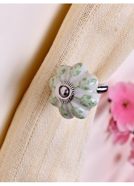 Curtain Tie Backs Hook Decorative Wall Hook- Green Design (Set of Two)