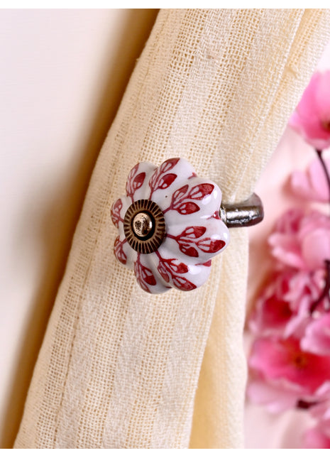 Curtain Tie Backs Hook Decorative Wall Hook- Red Design (Set of Two)