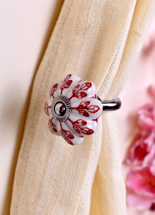 Curtain Tie Backs Hook Decorative Wall Hook- Red Design (Set of Two)