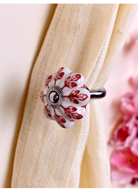 Curtain Tie Backs Hook Decorative Wall Hook- Red Design (Set of Two)