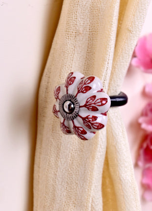 Curtain Tie Backs Hook Decorative Wall Hook- Red Design (Set of Two)