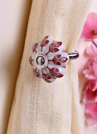 Curtain Tie Backs Hook Decorative Wall Hook- Red Design (Set of Two)