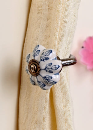Curtain Tie Backs Hook Decorative Wall Hook- Flower Design (Set of Two)