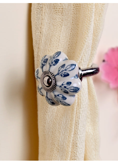 Curtain Tie Backs Hook Decorative Wall Hook- Flower Design (Set of Two)