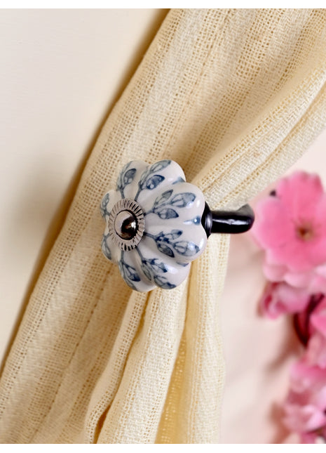 Curtain Tie Backs Hook Decorative Wall Hook- Flower Design (Set of Two)