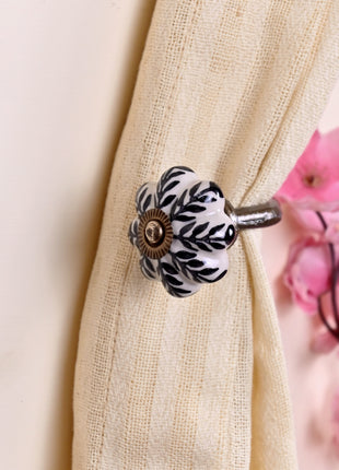 Curtain Tie Backs Hook Decorative Wall Hook- Black Design (Set of Two)