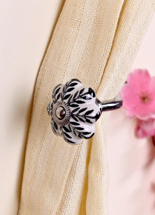 Curtain Tie Backs Hook Decorative Wall Hook- Black Design (Set of Two)