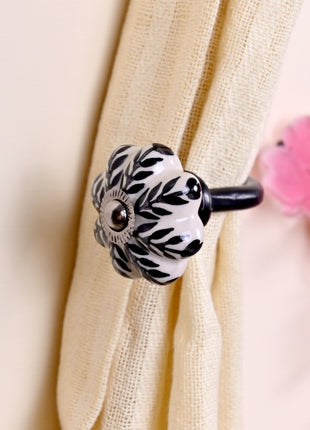 Curtain Tie Backs Hook Decorative Wall Hook- Black Design (Set of Two)