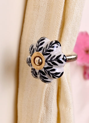 Curtain Tie Backs Hook Decorative Wall Hook- Black Design (Set of Two)
