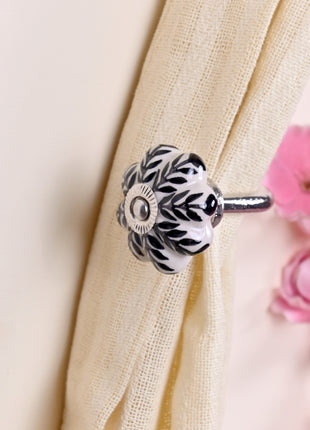 Curtain Tie Backs Hook Decorative Wall Hook- Black Design (Set of Two)