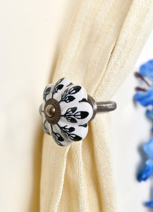 Curtain Tie Backs Hook Decorative Wall Hook- Black Design (Set of Two)