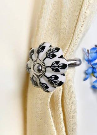 Curtain Tie Backs Hook Decorative Wall Hook- Black Design (Set of Two)