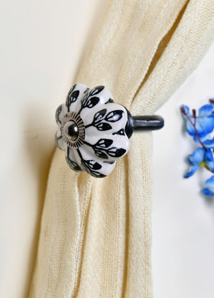 Curtain Tie Backs Hook Decorative Wall Hook- Black Design (Set of Two)