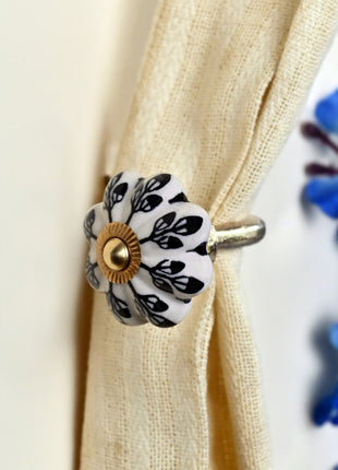 Curtain Tie Backs Hook Decorative Wall Hook- Black Design (Set of Two)