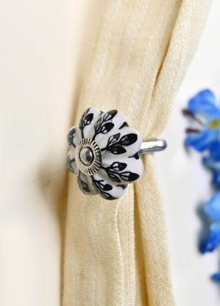 Curtain Tie Backs Hook Decorative Wall Hook- Black Design (Set of Two)