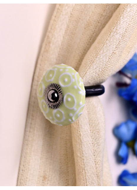 Curtain Tie Backs Hook Decorative Wall Hook- Lime Yellow (Set of Two)