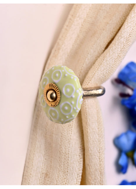 Curtain Tie Backs Hook Decorative Wall Hook- Lime Yellow (Set of Two)