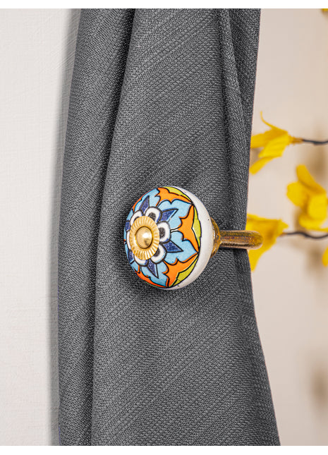 Curtain Tie Backs Hook Decorative Wall Hook-Multicolor (Set of Two)