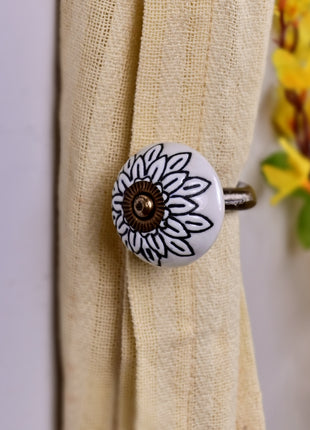 Curtain Tie Backs Hook Decorative Wall Hook- Black Design (Set of Two)