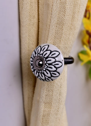 Curtain Tie Backs Hook Decorative Wall Hook- Black Design (Set of Two)