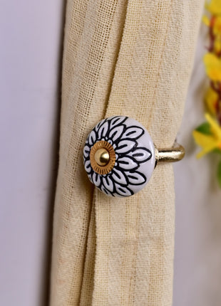 Curtain Tie Backs Hook Decorative Wall Hook- Black Design (Set of Two)