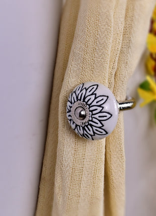 Curtain Tie Backs Hook Decorative Wall Hook- Black Design (Set of Two)