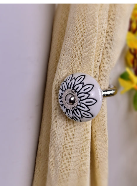 Curtain Tie Backs Hook Decorative Wall Hook- Black Design (Set of Two)