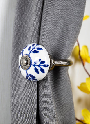 Curtain Tie Backs Hook Decorative Wall Hook-Blue Design (Set of Two)