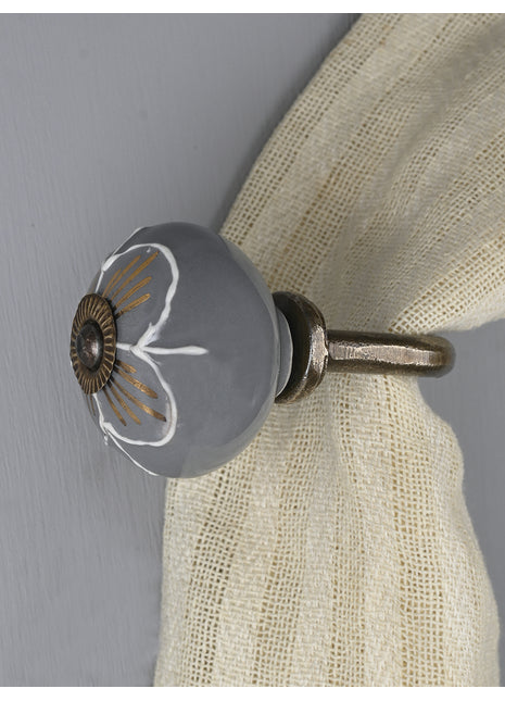 Curtain Tie Backs Hook Decorative Wall Hook- Gray (Set of Two)