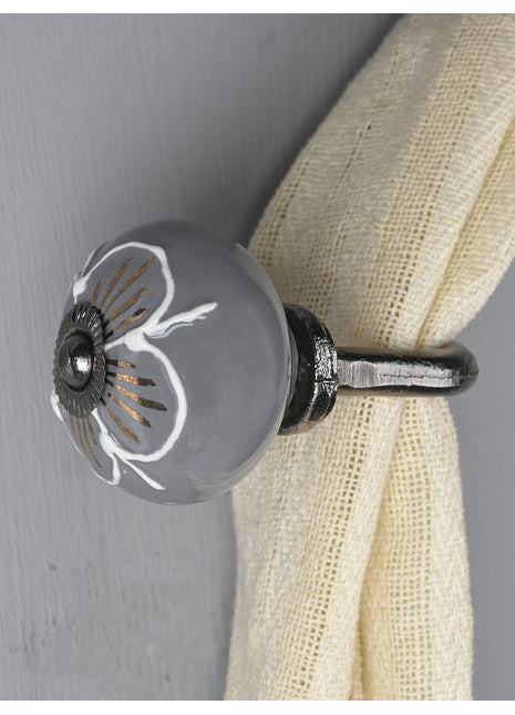 Curtain Tie Backs Hook Decorative Wall Hook- Gray (Set of Two)